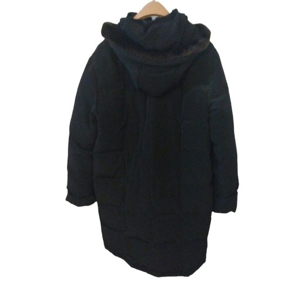 Down Feather Coat Centigrade Outwear Black Puffer Style Detach Hood Zip & Snap M - Picture 9 of 14